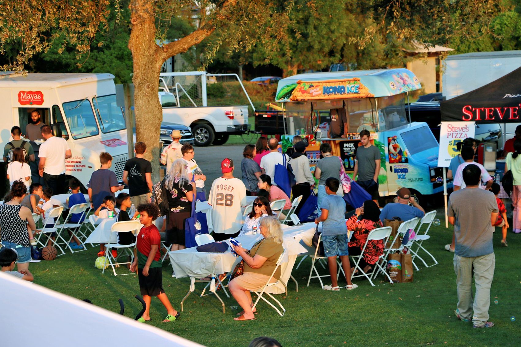 Food trucks at golden hour